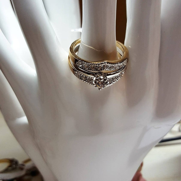 3 in one Wedding Engagment Ring 18k HGE SIZE 6 - Picture 4 of 7